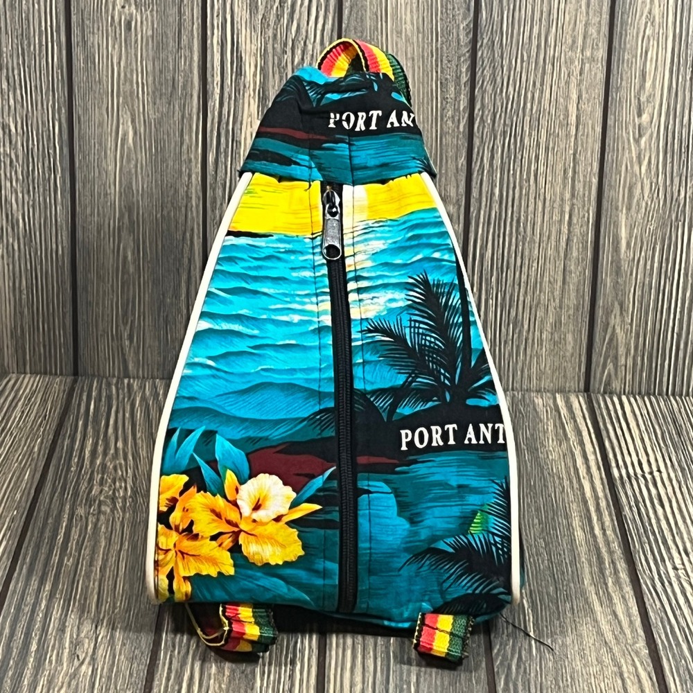Port Antonio Tear Drop Backpack Blue Tropical Gem Of The Caribbean Rasta Strap